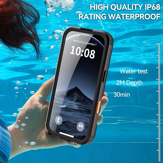 Guppy for iPhone 17 Pro Max Waterproof Magnetic Case, Built-in Screen Protector IP68 Waterproof Shockproof Dust-Proof Case[14FT Military Drop Proof] 360° Full Body Protection Sealed Case, Black