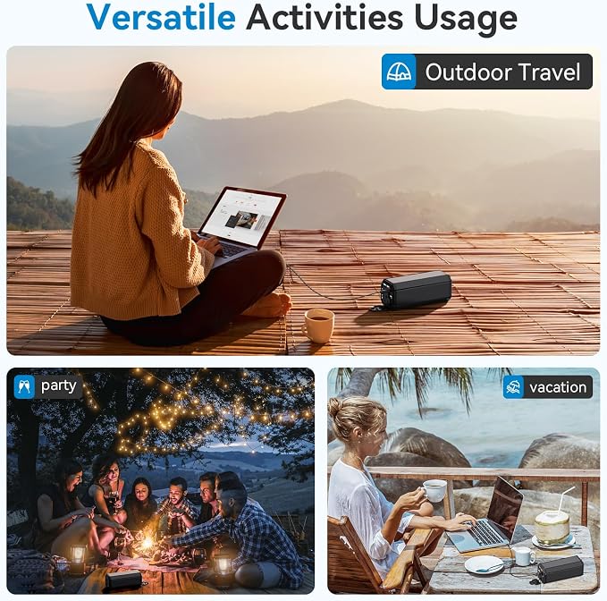 Portable Power Bank with AC Outlet, 100W Portable Laptop Charger, 98Wh/27000mAh High Capacity with 65W PD USB C Laptop Battery Bank, Backup Power Source for Business Travel and Outdoor Activities