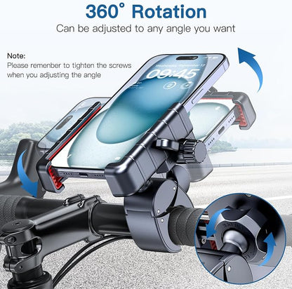 Bike Phone Mount Holder-[Quick Lock][Camera Friendly] Motorcycle Phone Holder Handlebar Clamp for Stroller Scooter Bicycle,360°Rotate Phone Mount Fits for 4.5"-7.0" iPhone & Android Phones