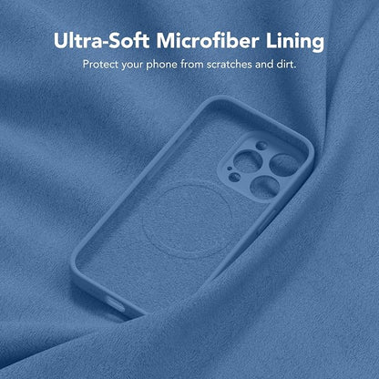 Magnetic for iPhone 15 Pro Case, Compatible with MagSafe, [Full Camera Protection][Screen Protector] Silicone Shockproof Protective Phone Case for iPhone 15 Pro 6.1", Lake Blue