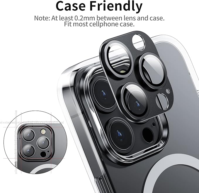 Camera Lens Protector for iPhone 14 Pro/iPhone 14 Pro Max, Alloy Metal Camera Cover with Tempered Glass Screen Protector Accessories,Purple and Black