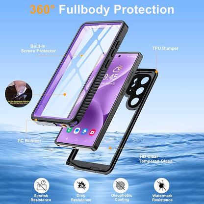 for Samsung Galaxy S25 Ultra Case, IP68 Waterproof with Built-in Screen&Lens Protector [14FT Military Shockproof] Full Body Heavy Duty Protective Phone Case for S25 Ultra 5G, Purple