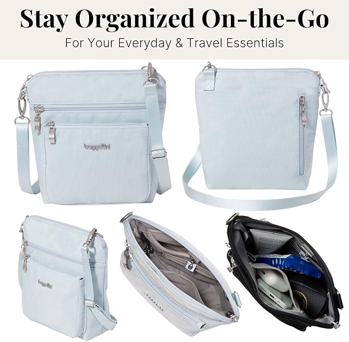 Baggallini Modern Pocket Crossbody Bag for Women, 8.5"x8.5" Handbag Purse with RFID, Lightweight Water-Resistant