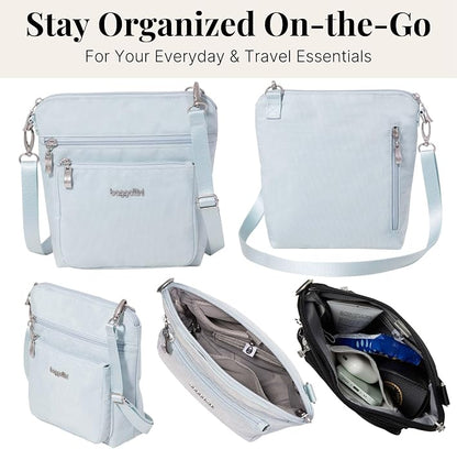 Baggallini Modern Pocket Crossbody Bag for Women, 8.5"x8.5" Handbag Purse with RFID, Lightweight Water-Resistant