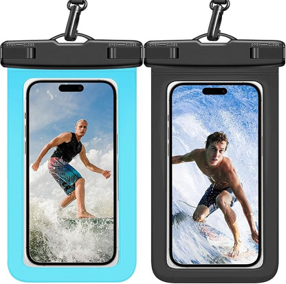 Waterproof Case Compatible with iPhone 14 Pro Max/13/12/11/XR/X/SE/8/7, Galaxy S22/S21 Google up to 7.5" IPX8 Dry Bag Vacation Essentials (Black & Blue)