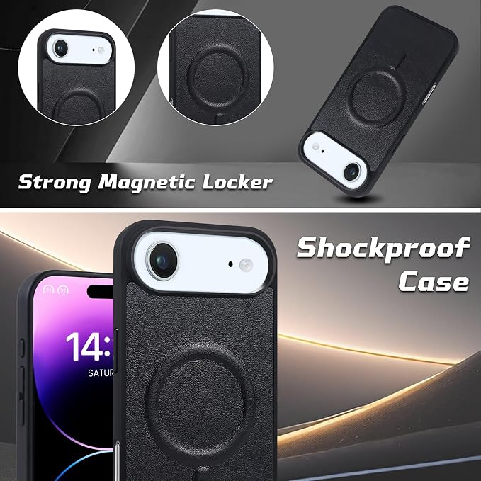 Lacass for iPhone 17 Air Detachable Crossbody Wallet Case, Compatible with MagSafe Magnetic 2 in 1 RFID Blocking PU Leather Wallet Cover Card Holder Zipper Make Up Mirror (Black)