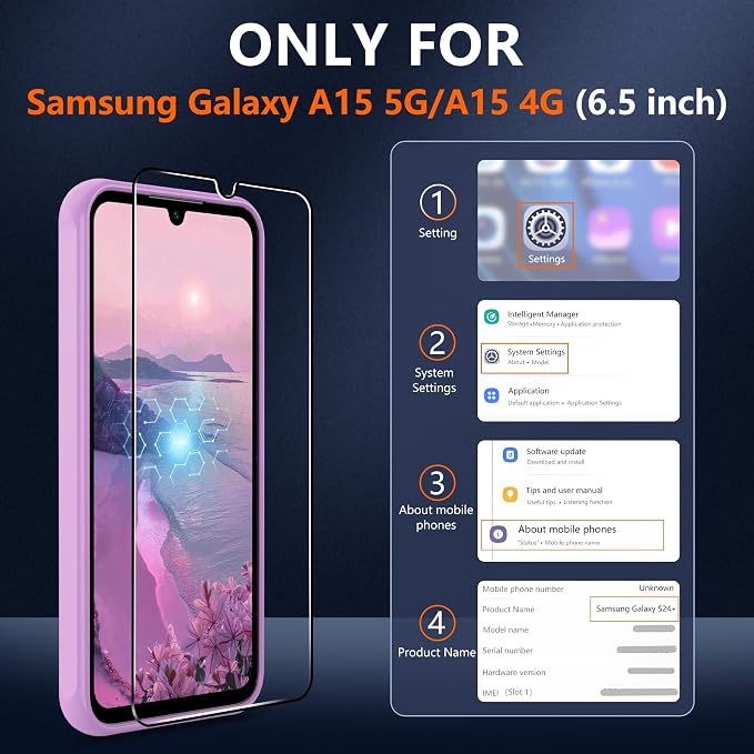 Compatible for Samsung Galaxy A15 5G Phone Case: A15 Case [Mag-Safe Fit] with 2PC Tempered Glass Screen Protector,Matte Translucent Soft-Touch Skin/Full Body Protection for Cell Phone A 15 Cover,Pink