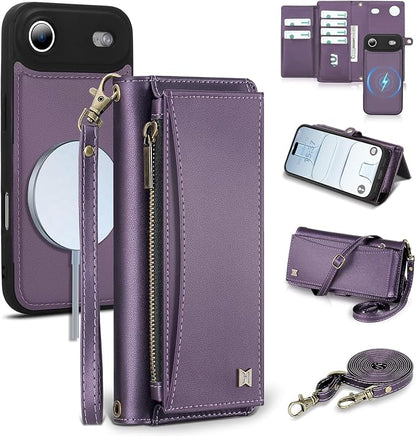 Wallet Case for iPhone Air with Card Holder/Crossbody Wallet/Strap,[RFID Blocking][Magnetic] PU Leather Phone Case for iPhone Air,6.5 in,Purple