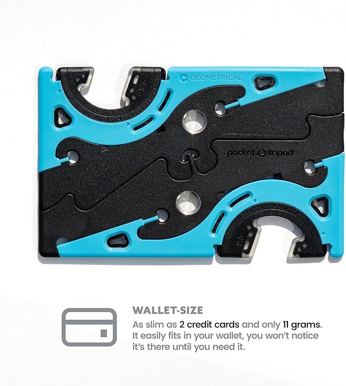 GEOMETRICAL Pocket Tripod PROv2 - Card-Size Stand, for iPhone, Alien Blue Universal Kit