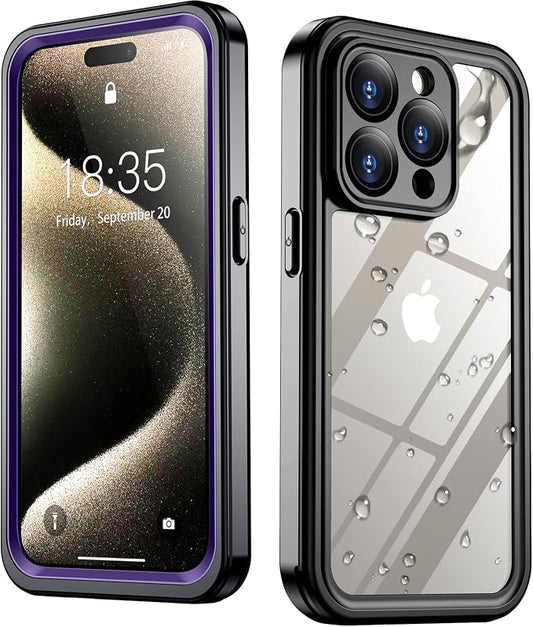 SPIDERCASE Only Designed for iPhone 15 Pro Max Case Waterproof, Built-in Lens & Screen Protector, Full Heavy Duty Protection, 12FT Military Shockproof, Dustproof, Anti-Scratched Phone Case, Purple