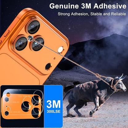 Esanik Upgrade 2 Pack for iPhone 17 Pro Max Camera Lens Protector, Aluminum Alloy Metal matte Case Tempered Glass Camera Screen Cover, Scratch Resistant Case Friendly (Orange)