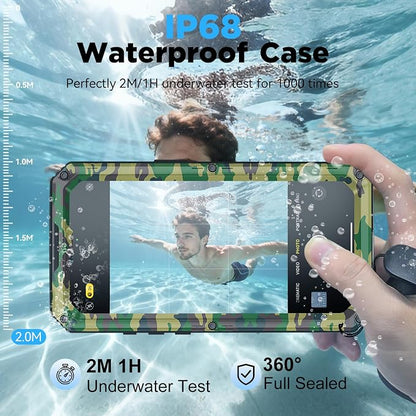 Beasyjoy for iPhone Air Case Waterproof, Heavy Duty Metal Full Body Protection, Built-in Screen Protector, Military Grade Shockproof Rugged Hard Phone Cover for iPhone 17 Air 6.5", Camo