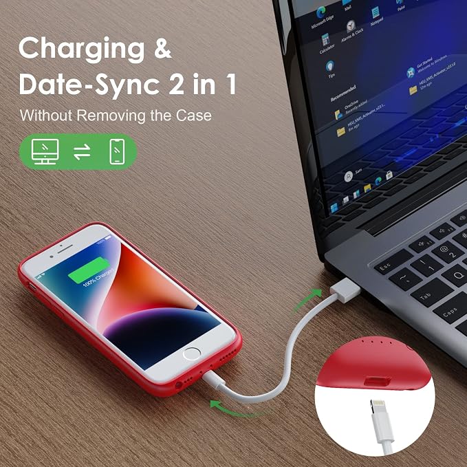 Battery Case for iPhone 8/7/6s/6/SE (2022/2020),[2025 Upgraded] 7000mAh Ultra-Slim Portable Extended Charger Cover for iPhone 8/7/6s/6/SE (2022/2020) Charging Case (4.7 Inch)-Red