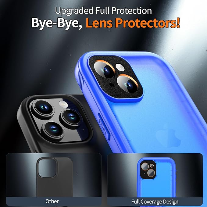 Cozycase Compatible with iPhone 13 Waterproof Case - Full Body Dustproof Shockproof Rugged Waterproof Case for iPhone 13 6.1 Inch Blue