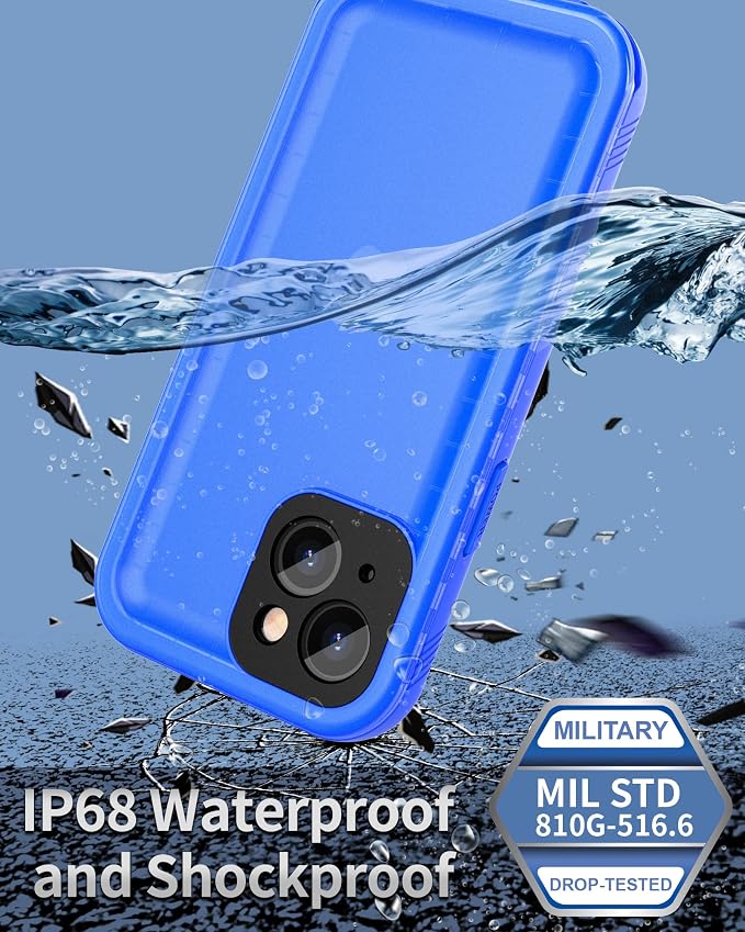 SPORTLINK Compatible with iPhone 13 MINI Waterproof Case - Built in Screen Protector Full Body Shockproof Dustproof IP68 Waterproof Case for iPhone 13 MINI 5.4 Inch Blue