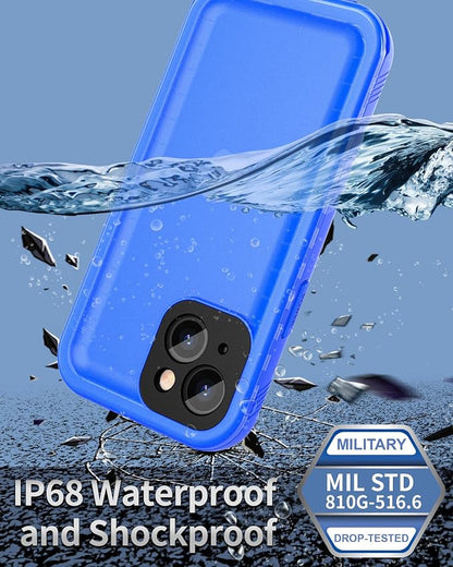 SPORTLINK Compatible with iPhone 13 MINI Waterproof Case - Built in Screen Protector Full Body Shockproof Dustproof IP68 Waterproof Case for iPhone 13 MINI 5.4 Inch Blue
