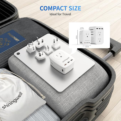 45W GaN Universal Travel Adapter, 7-in-1 2000W International Power Adapter with 3 USB-C(45W PD)/2 USB-A/2 AC, Worldwide Plug for EU,UK,China,AU - Cruise Essentials for Laptop,MacBook,iPad,Phone,Camera