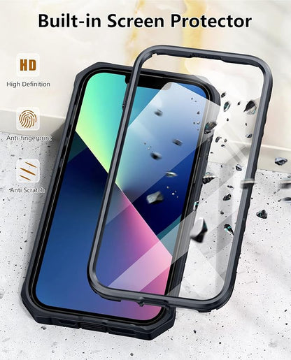for iPhone 13/14/15 Phone Case: for iPhone 16e Protective Cover with Belt Clip Holster | Durable Dual-Layer Design with Built-in Kickstand | Heavy Duty Military Grade Hard Protection Shock Proof