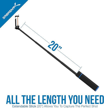 SABRENT Bluetooth Selfie Stick with Built in 5200mAh Battery Charger (GR-SSTK)
