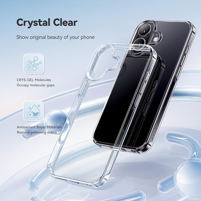 CASEKOO for iPhone 16 Case Crystal Clear, [Never Yellow Technology] [12FT Military-Grade Protection] Slim Thin Transparent Cover for iPhone 16 Phone Case 6.1 inch, Clear