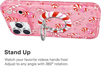 VELVET CAVIAR Compatible with MagSafe Phone Grip 2.0 | Cute Magnetic Ring Holder | Finger Loop Kickstand | Pop On Accessory for iPhone 17, 16, 15, 14, 13, 12 | Christmas Peppermint Princess