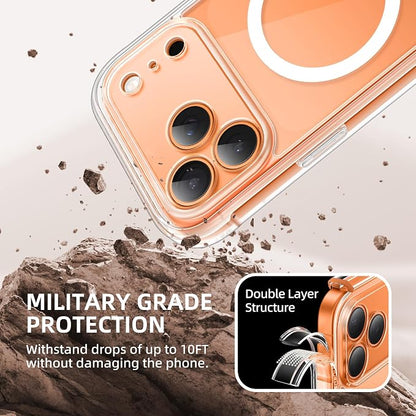 BERFY for iPhone 17 Pro Case, Compatible with MagSafe, Built-in Glass Screen Protector, Camera Protection, Shockproof Full Body Phone case 6.3", Clear