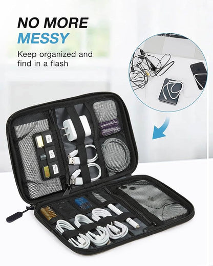 BAGSMART Large Electronics Organizer Travel Case for Tech Accessories, Blue | Tech Accessories, Cord Storage Bag, For Phone, Power Bank, SD Card, Cables