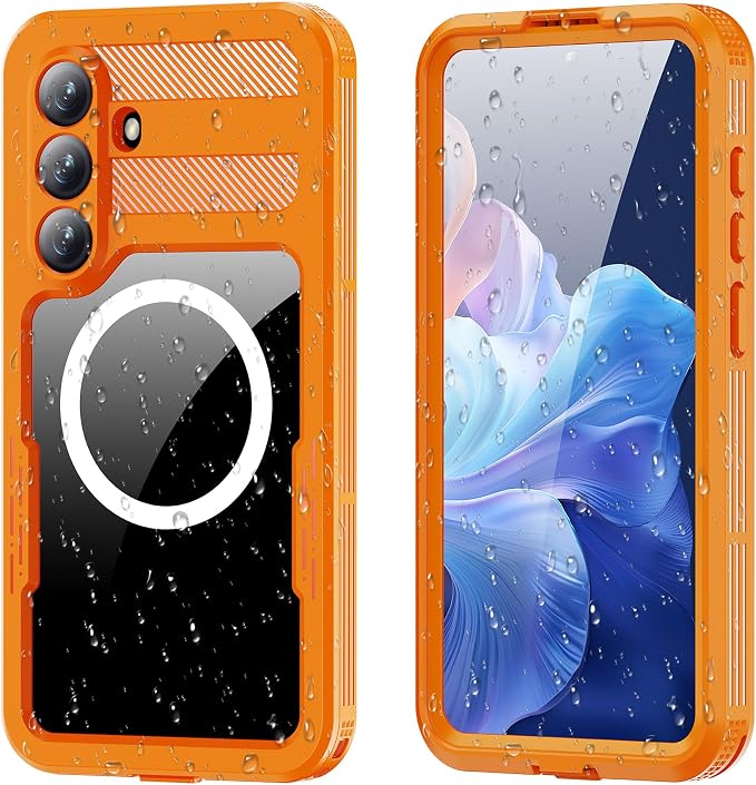 Losin Compatible with Galaxy S26 Plus Case Waterproof Magnetic [Compatible with MagSafe] [Drop Protection] [IP68 Underwater] Full Body Shockproof Protective Phone Case, Orange