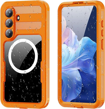 Losin Compatible with Galaxy S26 Plus Case Waterproof Magnetic [Compatible with MagSafe] [Drop Protection] [IP68 Underwater] Full Body Shockproof Protective Phone Case, Orange