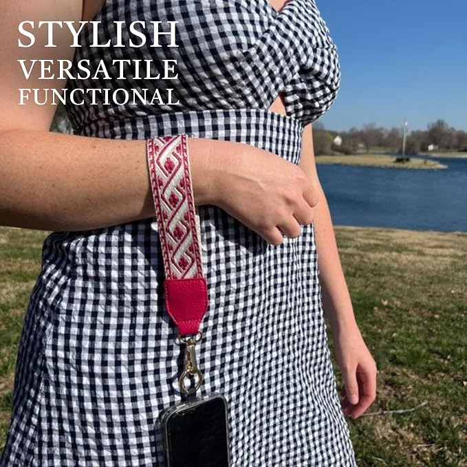 Save the Girls Original Clip and Go Phone Strap Pattern - Crossbody Phone Strap Chain with Zipper Wallet Pouch