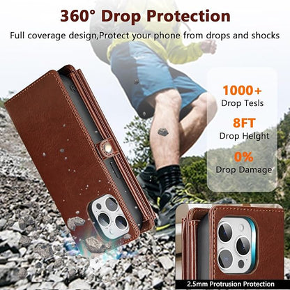 Wallet Case for iPhone 14 Pro Max with Card Holder/Crossbody Wallet/Strap| RFID Blocking | Magnetic | Kickstand | Detachable | PU Leather Phone Case for iPhone 14 Pro Max,6.7 in,Brown