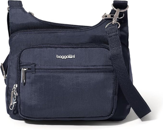 Baggallini Securtex Anti-theft Crossover Crossbody Bag 11”w X 8.5”h, Rfid, Built-in Wallet, Locking Zippers