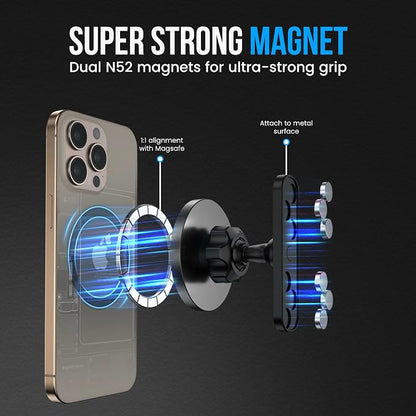 Magnetic Phone Holder for Gym with Dual-Sided N52 Super Magnets, Strong Magnetic Phone Mount for All Phones, Attaches to Metal Surfaces, Portable Gym Accessories for Men & Women, Secure Grip