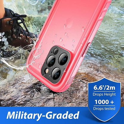 SPORTLINK Compatible with iPhone 13 Pro Max Waterproof Case - Built in Screen Protector Full Body Shockproof Dustproof IP68 Waterproof Case for iPhone 13 Pro Max 6.7 Inch Pink