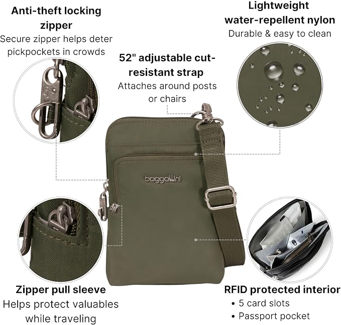Baggallini Women's Securtex Anti-theft Activity Crossbody Bag