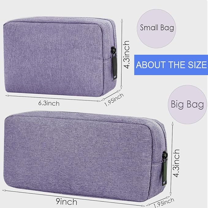 CAAORDKSO Electronics Organizer Travel Case, Water Resistant Cable Organizer Bag for Cable, Cord, Charger, Phone, Power Bank, Earphone, Electronics Accessories (Big-Purple)