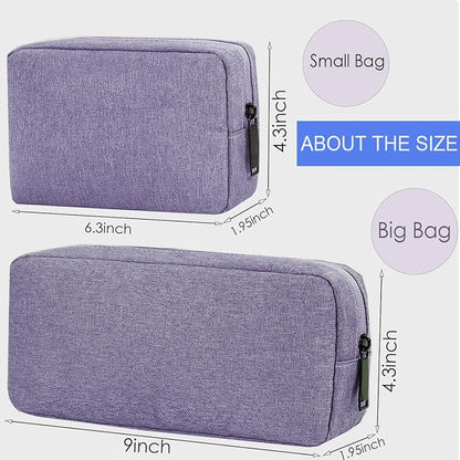 CAAORDKSO Electronics Organizer Travel Case, Water Resistant Cable Organizer Bag for Cable, Cord, Charger, Phone, Power Bank, Earphone, Electronics Accessories (Big-Purple)