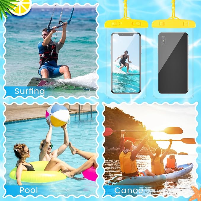 Flutesan 40 Pack Universal Clear Waterproof Phone Pouch Cell Phone Pouch Dry Bag Waterproof Cases Bag with Lanyard for Outdoor Sport Water Games Protect, up to 7 Inches (Colorful)