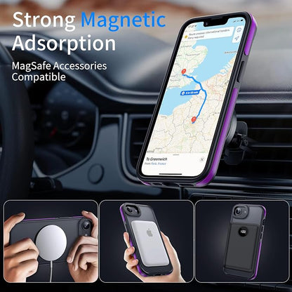 Strong Magnetic for iPhone 16E Case [5X Military-Grade Protection for iPhone 16E Phone case] Compatible with fit MagSafe Shockproof Translucent Slim Thin Case for iPhone 16E-6.1", Purple Bumper