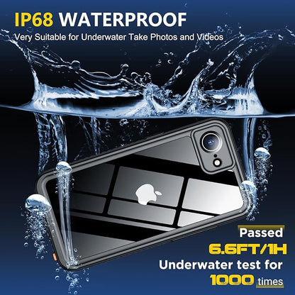SPIDERCASE for iPhone 16e Case/iPhone 17e Case Waterproof,Built-in Screen & Camera Lens Protector[IP68 Underwater] Full Body Protection Phone Case for iPhone 16e/iPhone 17e 6.1'', Blue/Clear