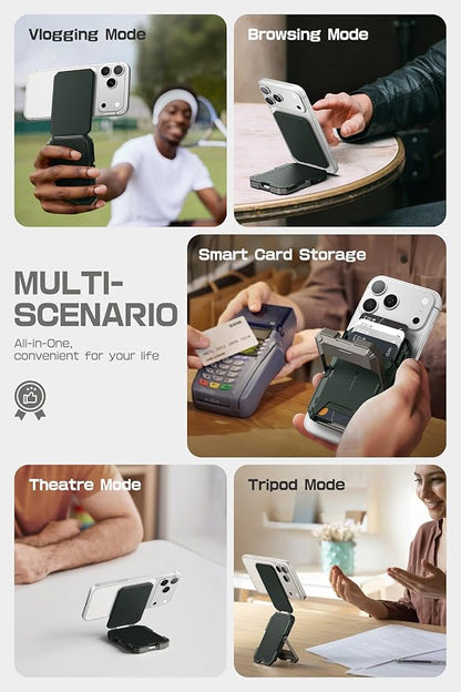 SUPCASE for MagSafe Wallet with Stand, Magnetic Wallet for Men, [Hold 5 Cards] [Adjustable Stand] [RFID Blocking] Phone Stand Credit Card Holder Tripod for iPhone 17/16/15/14/13/12 Series, Guldan