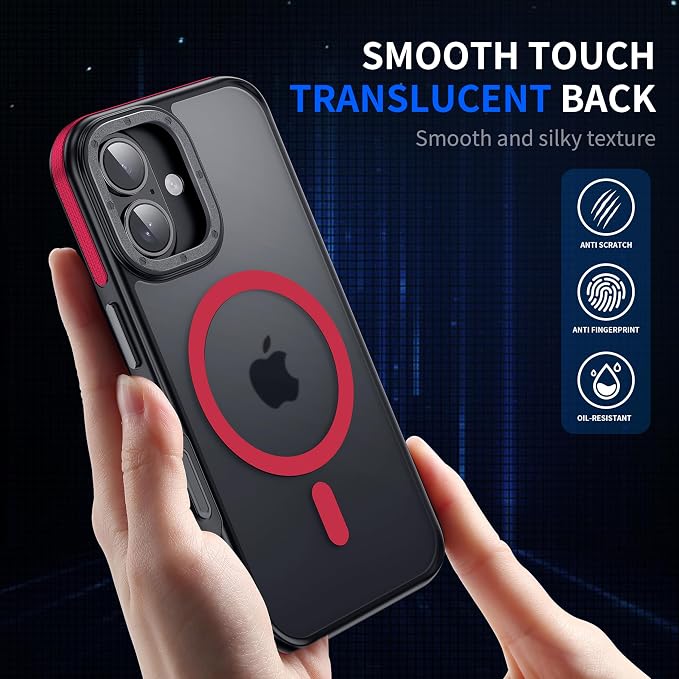 Strong Magnetic for iPhone 17 case [10Ft Military-Grade Protection] Compatible with fit MagSafe Shockproof Slim Thin Cover case for iPhone 17 6.3 inch, Red Bumper