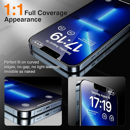 EZ-GLAZ- 4 Pack for iPhone 13 Pro Max Privacy Screen Protector[6.7"] With 2 Pack Camera Lens Protector, [Drop Protection] 9H Hardness Full Coverage Anti-Spy Tempered Glass Film, Easy to install