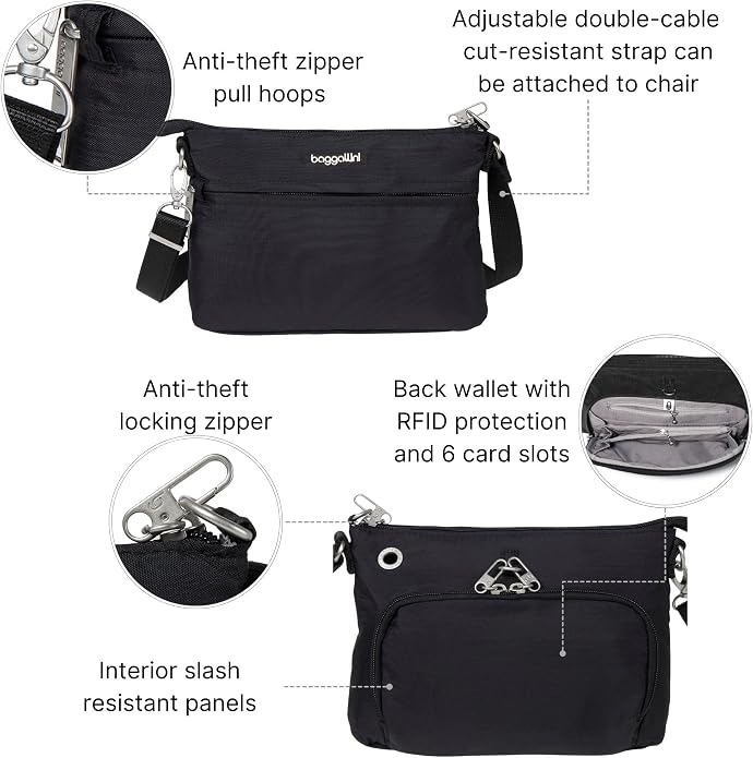 Baggallini womens Securtex Anti-theft Memento Crossbody Bag