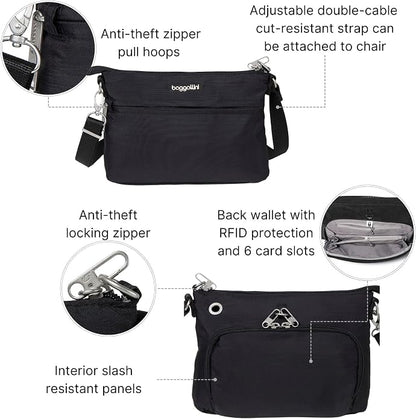 Baggallini womens Securtex Anti-theft Memento Crossbody Bag