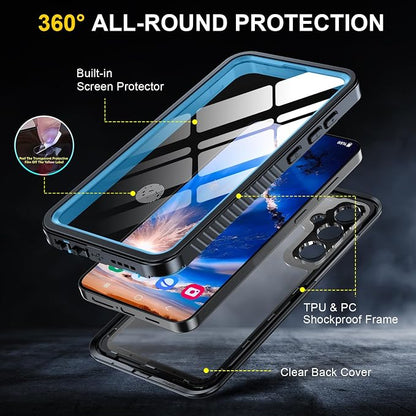 for Samsung Galaxy S24 Case, IP68 Waterproof with [Built-in Screen/Camera Protector] [14FT Military Shockproof] Full Body Heavy Duty Protective Sealed Case for Galaxy S24 5G, Blue
