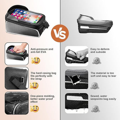 Waterproof Bike/eBike/Frame Bag,Bike Front Bag for Handlebar,Electric Bike Phone Bag,Bicycle Pouch with Rain Cover,Bike Accessories Storage Bag For Compatible Phone Under 7”