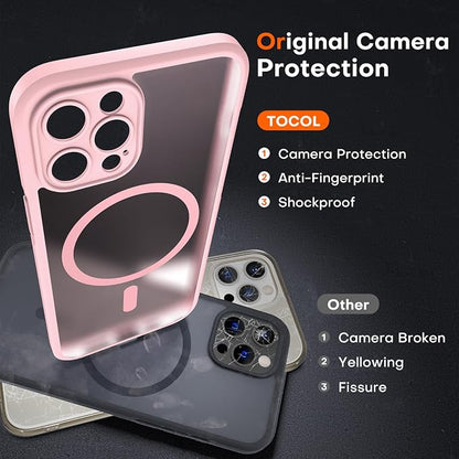 TOCOL for iPhone 12 Pro Max Case, Compatible with Magsafe Charger, Full Camera Protection, Translucent Matte for iPhone 12 Pro Max iPhone Case 6.7 inch (Light Pink)