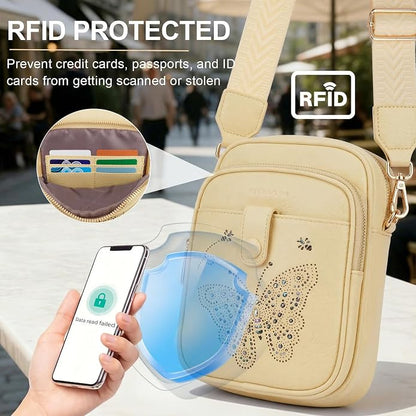 KITEVIUN Crossbody Bags for Women Leather Crossbody Purse Small Shoulder Phone Purse with Adjustable Strap & RFID Card Slots