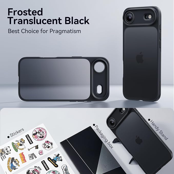 CASEKOO for iPhone 17 Air Case, [Never Yellow Technology] [Mil-Grade Drop Protection] Translucent Slim Cover Women Men for iPhone 17 Air Phone Case 6.5 inch, Frosted Black